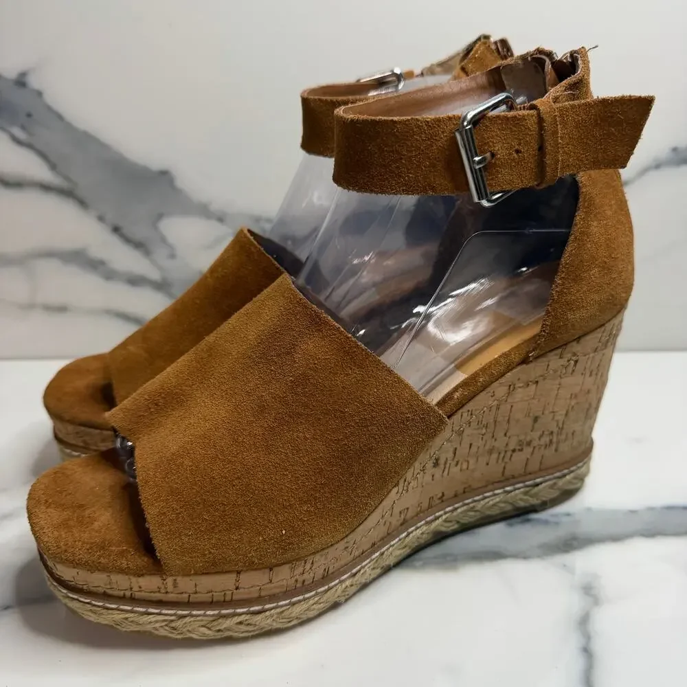 Dolce Vita Women's Brown Suede Otto Sandals Sz 10 Platform Wedge Festival Boho